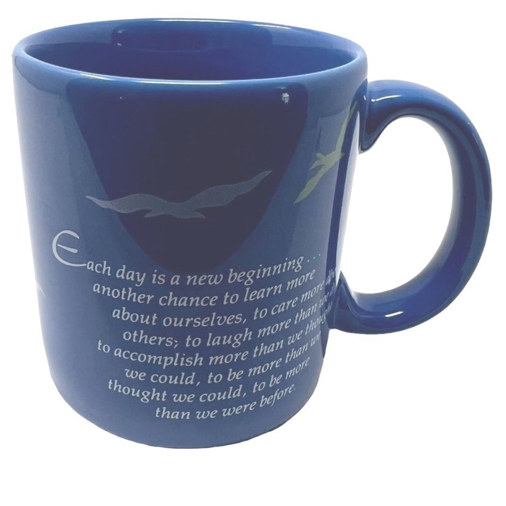American Greetings Mug Blue Each Day is a New Beginning Inspirational Coffee Cup